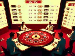 Presenter membagikan kartu di studio Lightning Baccarat lagunabet dengan pengganda tertampil di layar